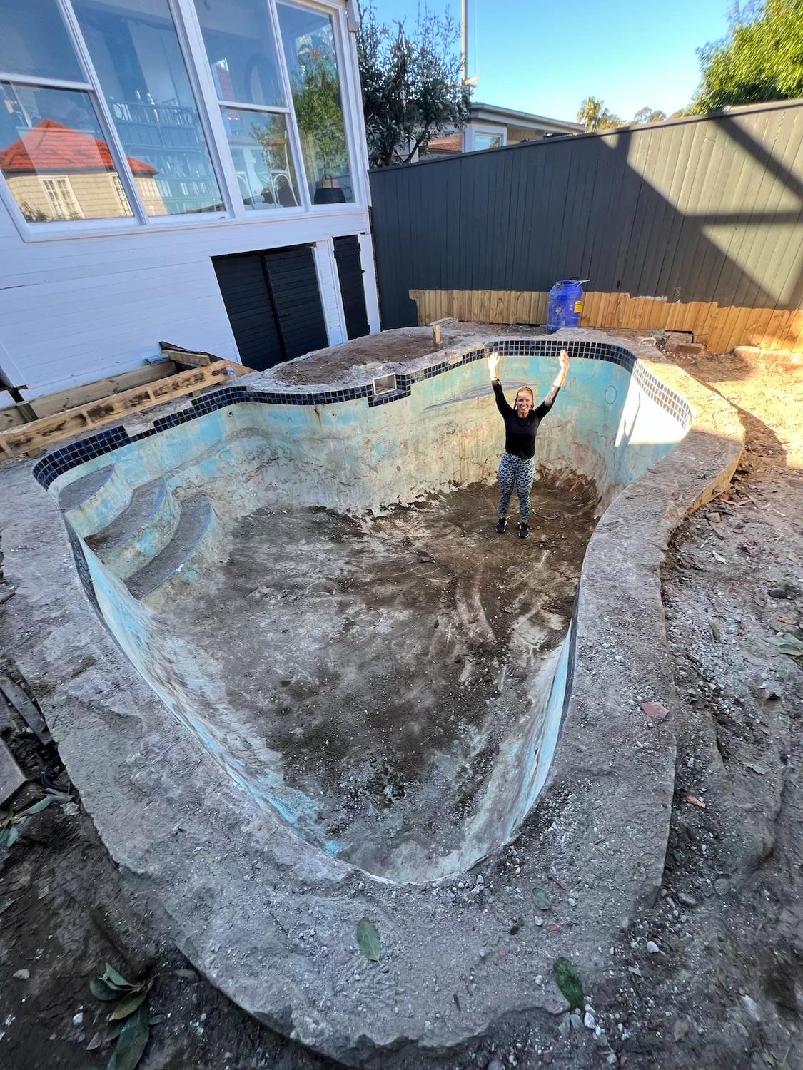 The big pool restoration after revealing a hidden swimming pool shell in Mosman backyard